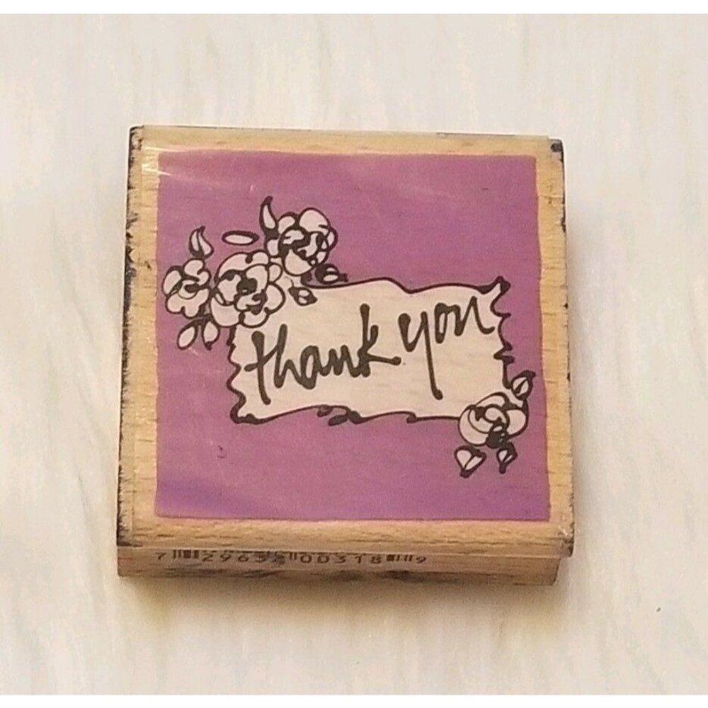 Floral Thank You Wood Mounted Rubber Stamp by Vap! Scrap Ellen Vener